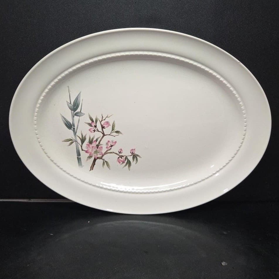 Superior Hall Quality Peach Blossom Oval Platter, Vintage Floral Serving Tray - Thumbnail 2