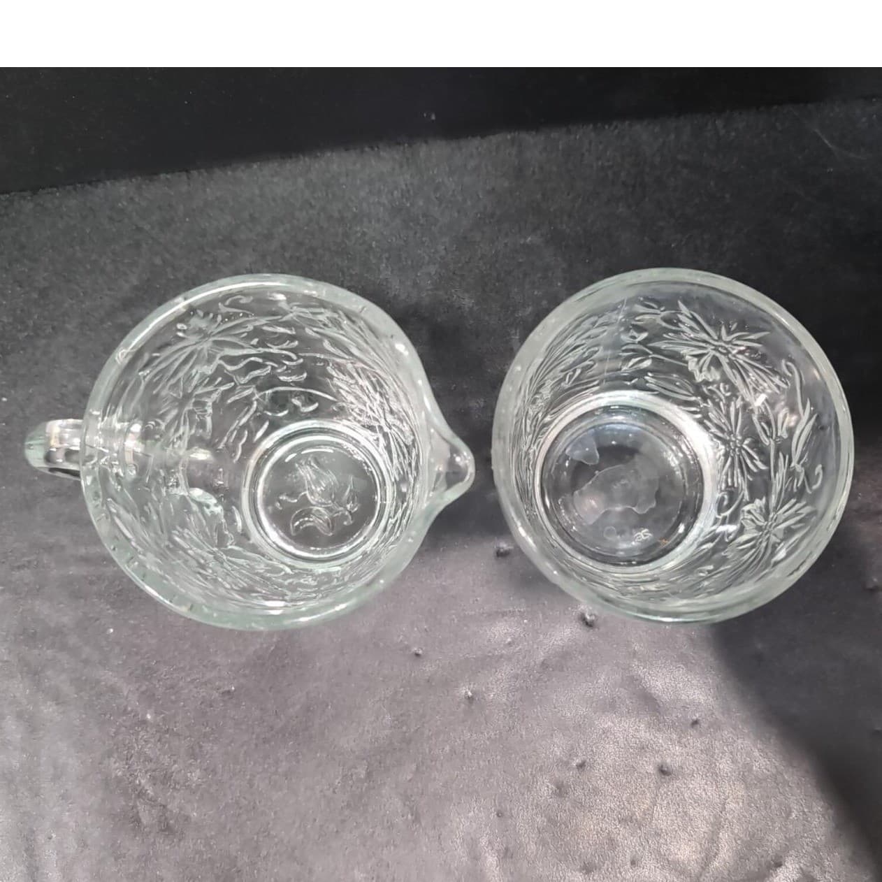 Princess House Fantasia Open Sugar Bowl & Creamer Set #5242, Etched Poinsettias - Thumbnail 7