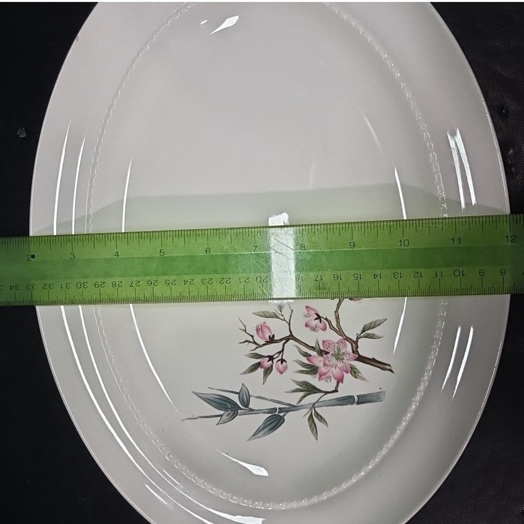 Superior Hall Quality Peach Blossom Oval Platter, Vintage Floral Serving Tray - Thumbnail 6