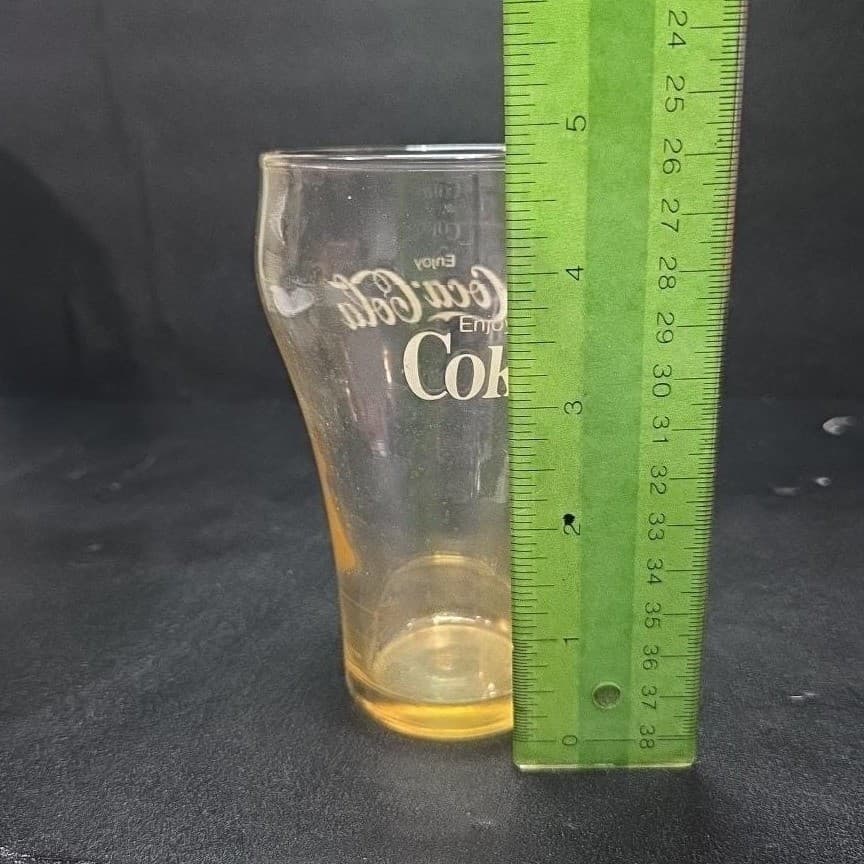 Coca Cola "Enjoy Coke" Orange Tint Tumbler, Vintage Bell Top Soda Fountain Glass - Thumbnail 9