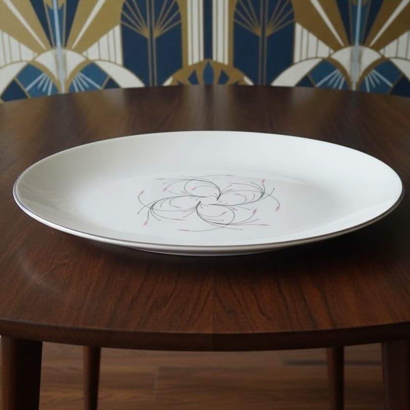 Homer Laughlin Rhythm Oval Serving Platter, Vintage Mid Century China, Tableware