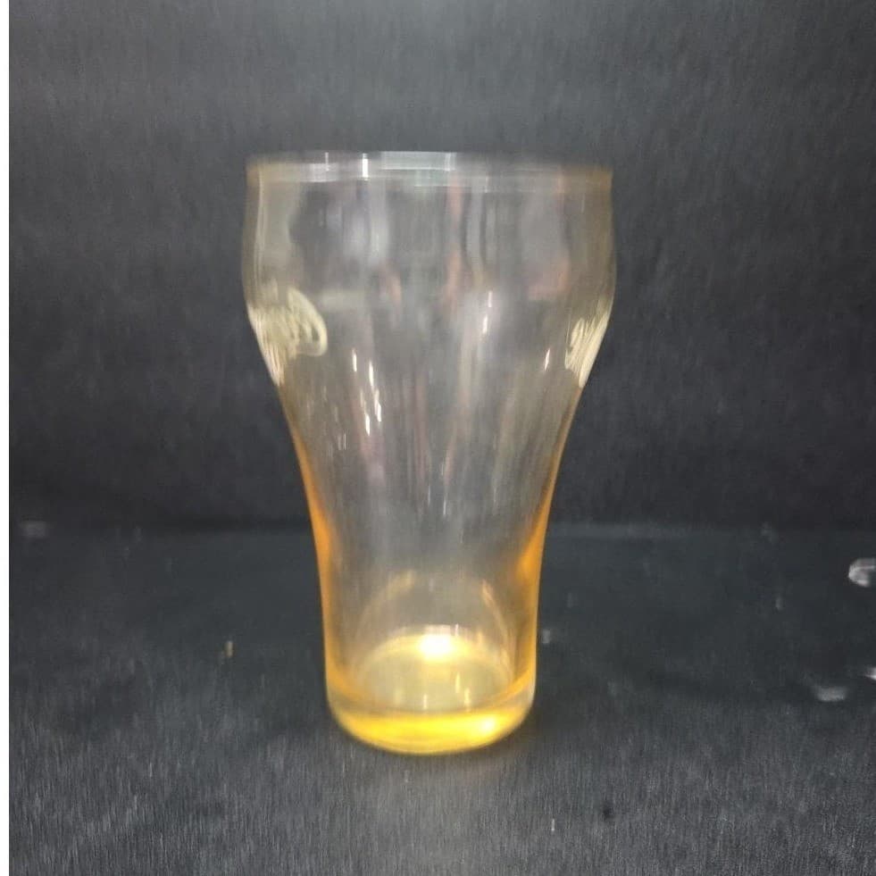 Coca Cola "Enjoy Coke" Orange Tint Tumbler, Vintage Bell Top Soda Fountain Glass - Thumbnail 5