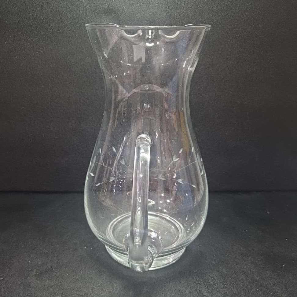 Princess House Heritage Crystal Pitcher, Vtg Floral Etched Glass, Beverage Jug - Thumbnail 5