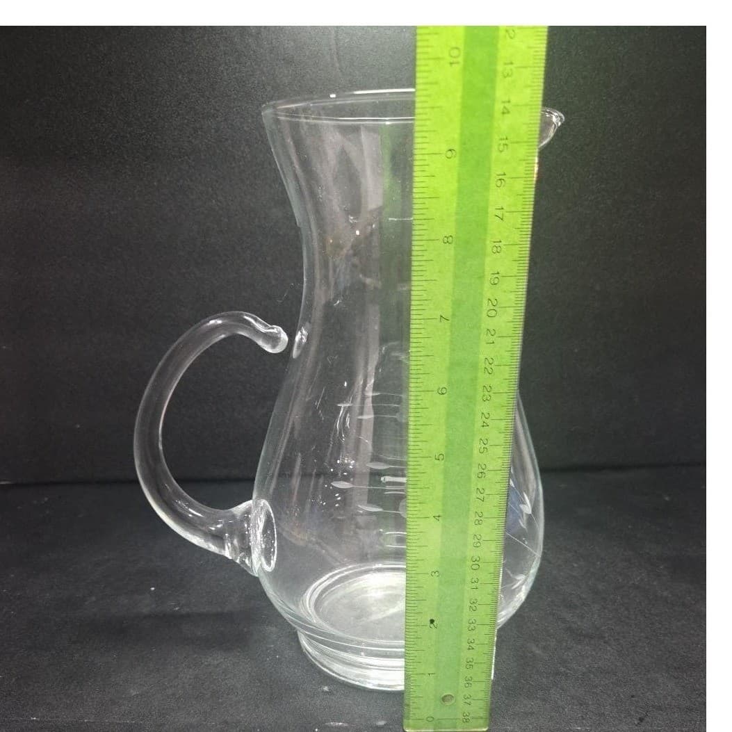 Princess House Heritage Crystal Pitcher, Vtg Floral Etched Glass, Beverage Jug - Thumbnail 9