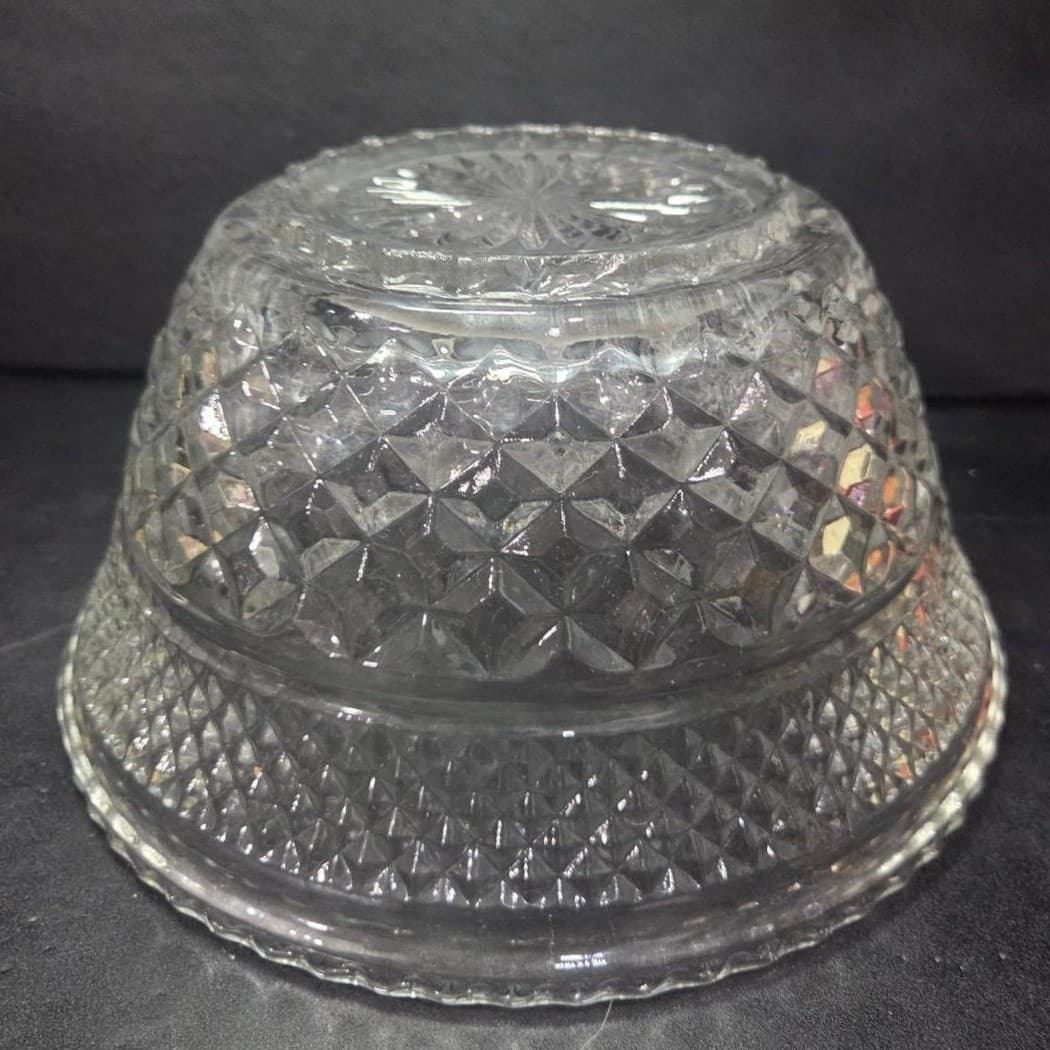 Anchor Hocking Wexford Serving Bowl, Vintage Clear Glassware, Table Centerpiece - Thumbnail 9