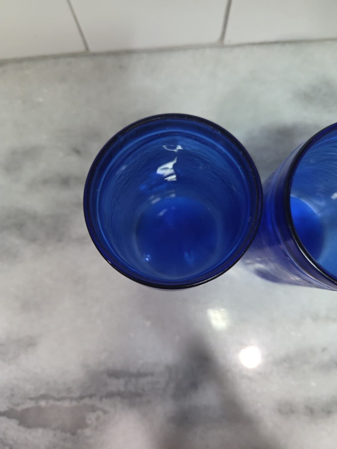 Gelado Cobalt Blue Juice Glasses, Set of 2, 10 oz Textured Glass, 4.5" Tall - Thumbnail 6