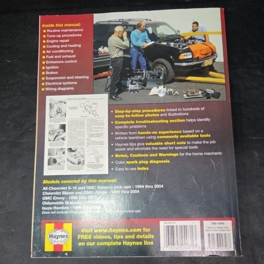 Haynes Repair Manual Chevrolet S10 GMC Sonoma Blazer Jimmy 1994-2004 24071 - Thumbnail 6