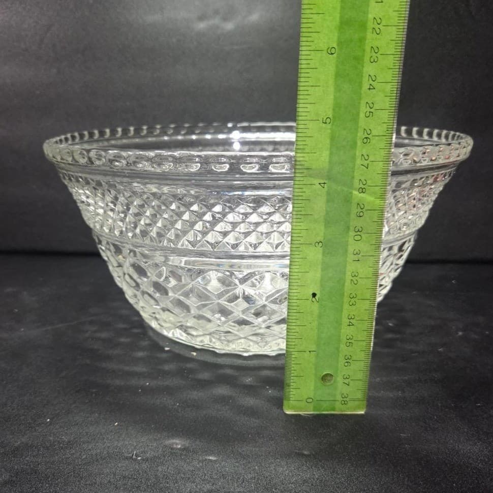 Anchor Hocking Wexford Serving Bowl, Vintage Clear Glassware, Table Centerpiece - Thumbnail 5