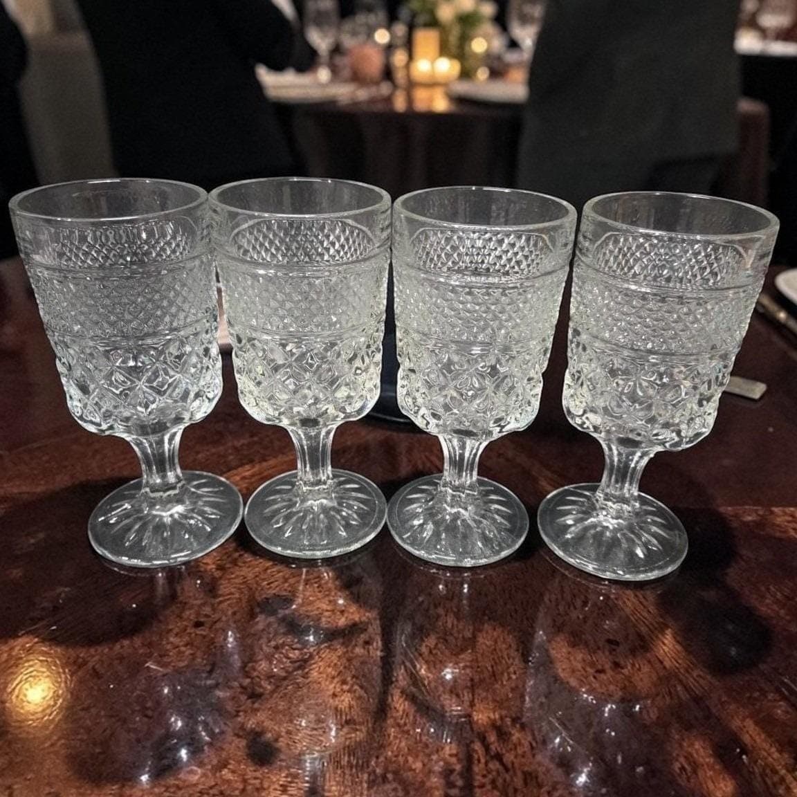 Anchor Hocking Wexford Water Goblets, Set of 4, Clear Diamond Cut Drinkware