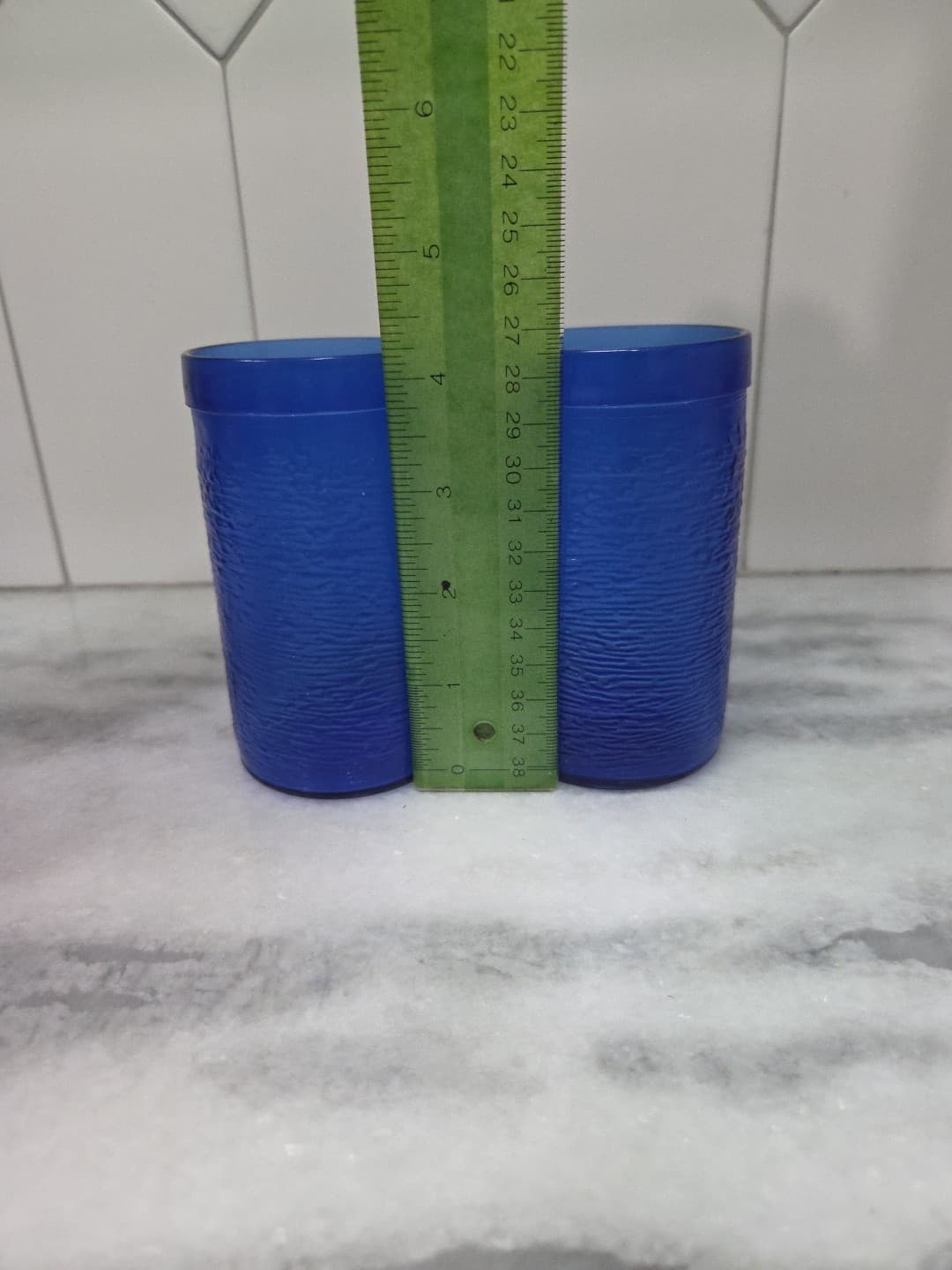Gelado Cobalt Blue Juice Glasses, Set of 2, 10 oz Textured Glass, 4.5" Tall - Thumbnail 8
