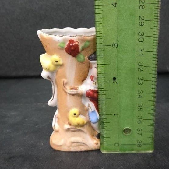 Japanese Antique Man Sculpted Bud Vase, Vintage Flower Holder, Mantel Decor - Thumbnail 9