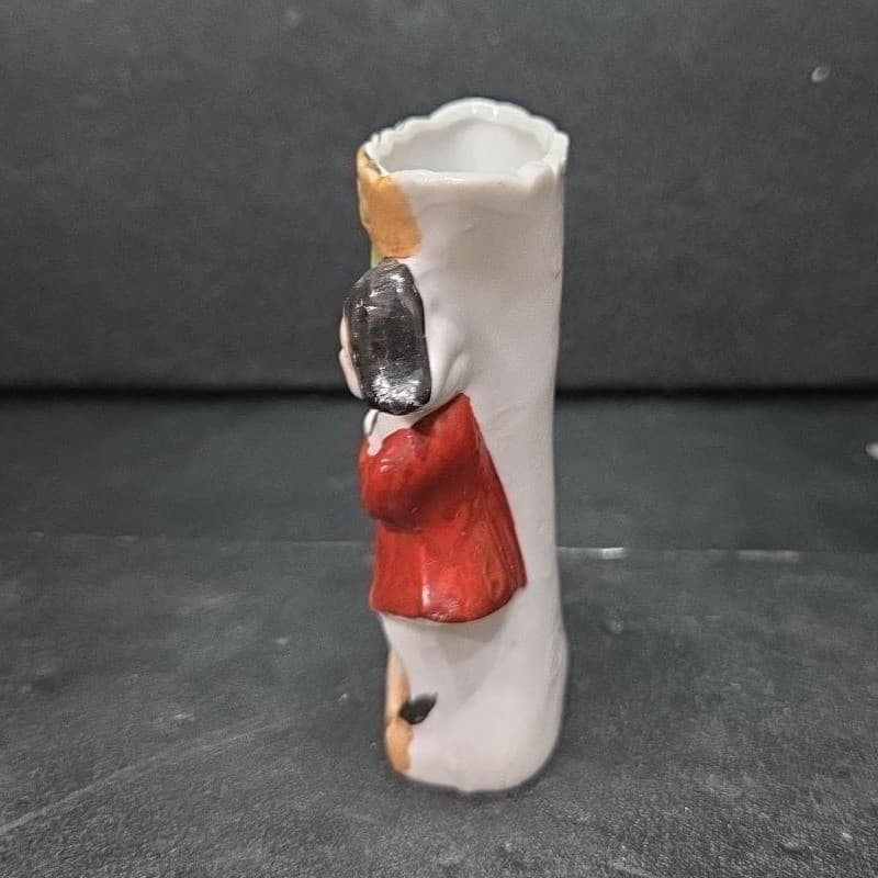 Japanese Antique Man Sculpted Bud Vase, Vintage Flower Holder, Mantel Decor - Thumbnail 3