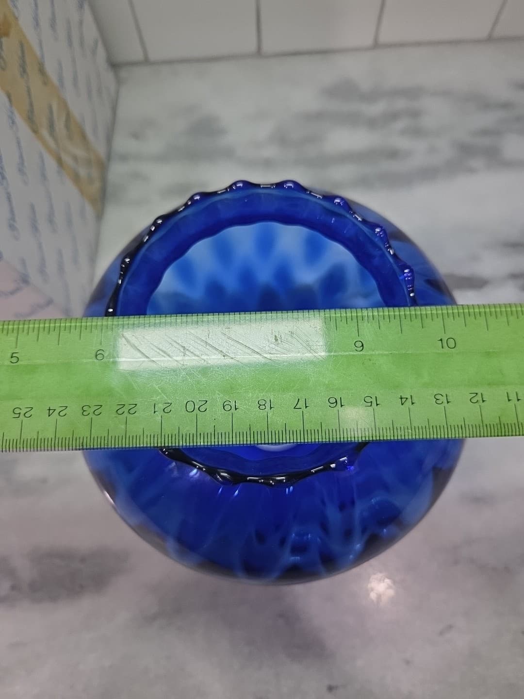 Princess House Cobalt Blue Crystal Vase, Scallop Edge Vase, Decorative Vase - Thumbnail 10
