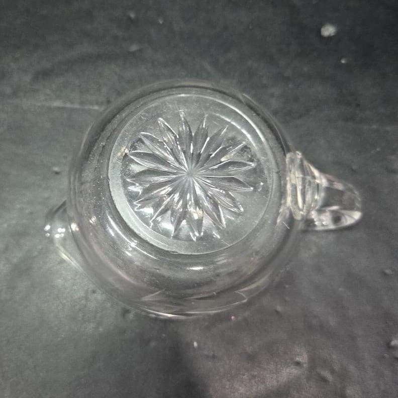 Floral Etched Crystal Creamer, Vintage Clear Glass Small Pitcher, Tableware - Thumbnail 8