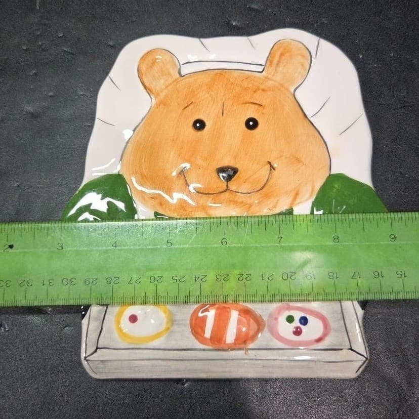 Bear Baking Design Hotplate, Hand-Painted Ceramic Kitchen Trivet, Accessory - Thumbnail 4
