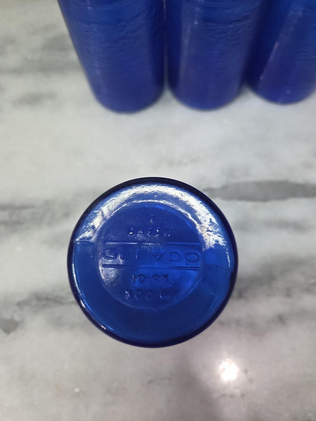 Gelado Cobalt Blue Juice Glasses, Set of 4, 10 oz Textured Glass, 4.5" Tall - Thumbnail 7