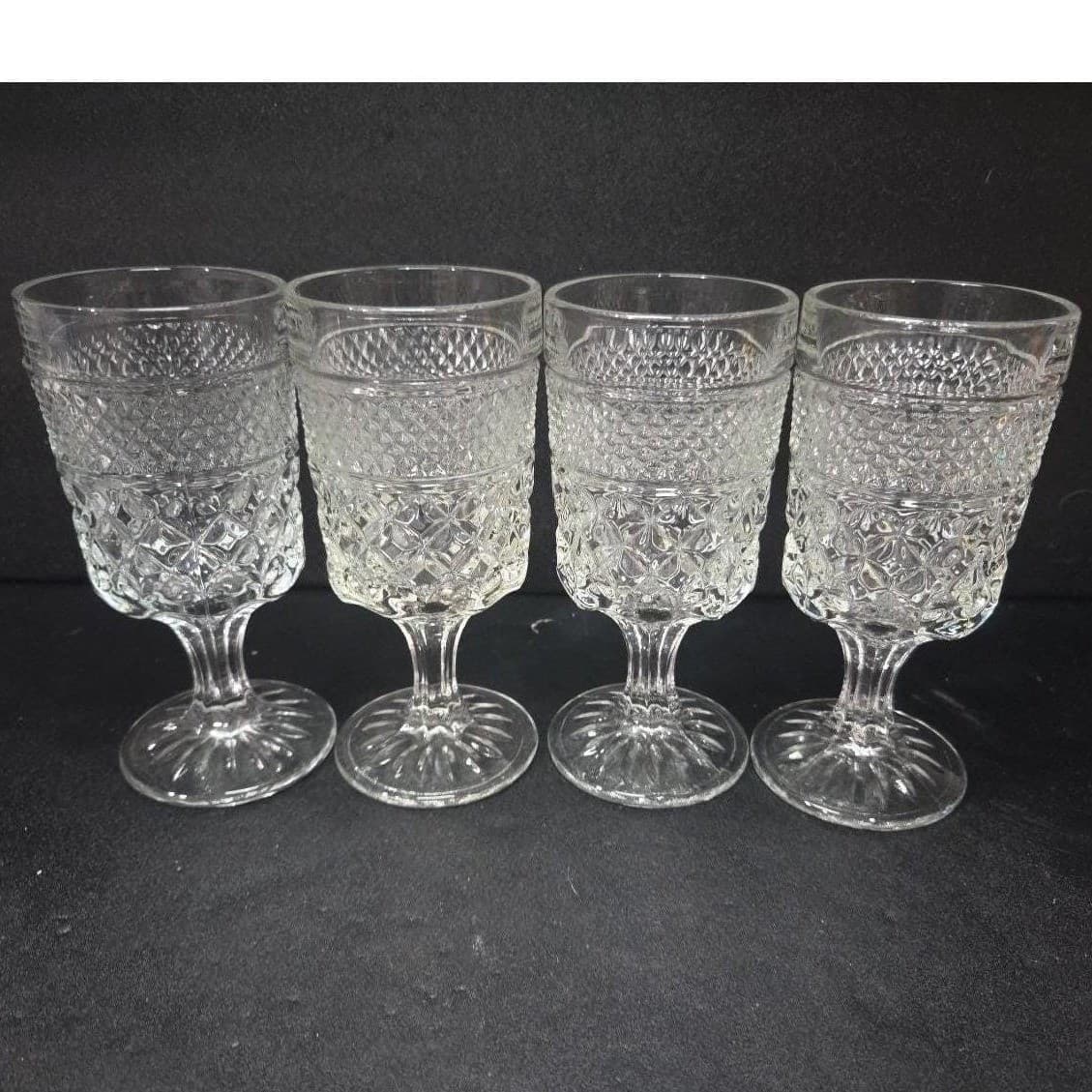 Anchor Hocking Wexford Water Goblets, Set of 4, Clear Diamond Cut Drinkware - Thumbnail 6