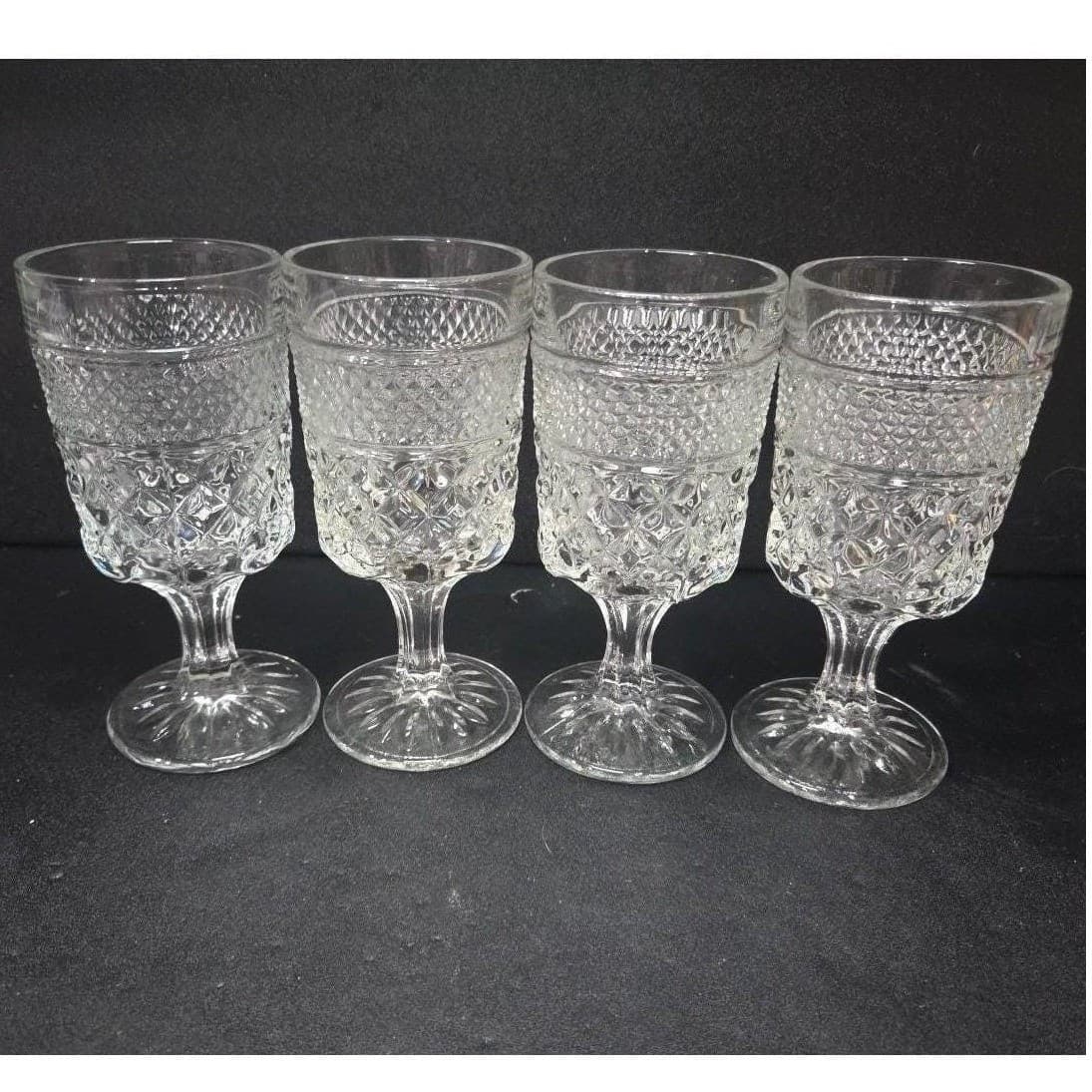 Anchor Hocking Wexford Water Goblets, Set of 4, Clear Diamond Cut Drinkware - Thumbnail 5