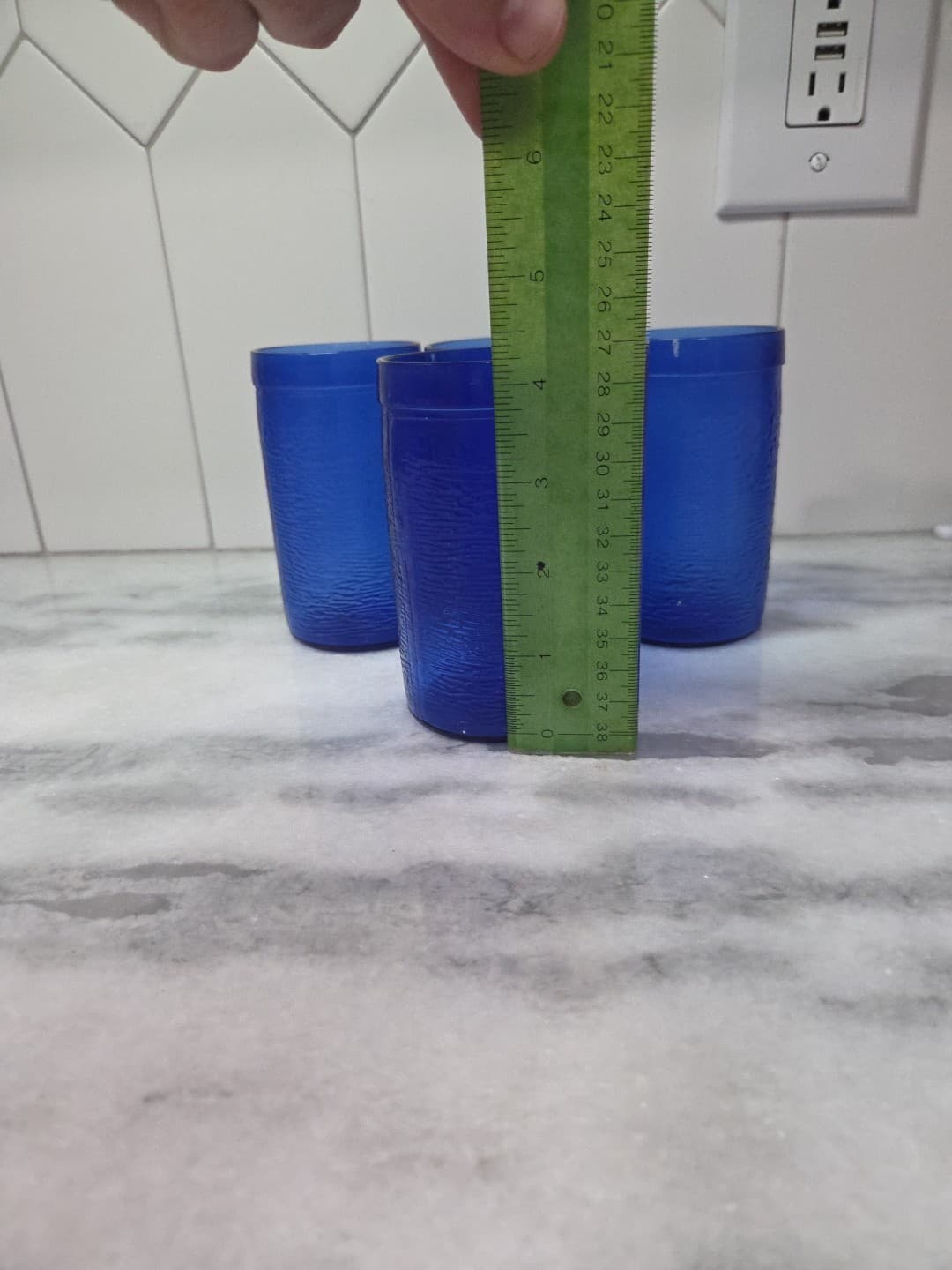 Gelado Cobalt Blue Juice Glasses, Set of 4, 10 oz Textured Glass, 4.5" Tall - Thumbnail 8