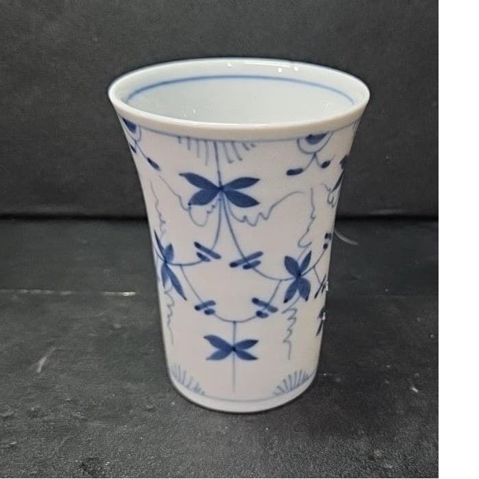 Meissen Style White & Blue Floral Cup, Vintage Pen Holder, Replacement Bud Vase - Thumbnail 2