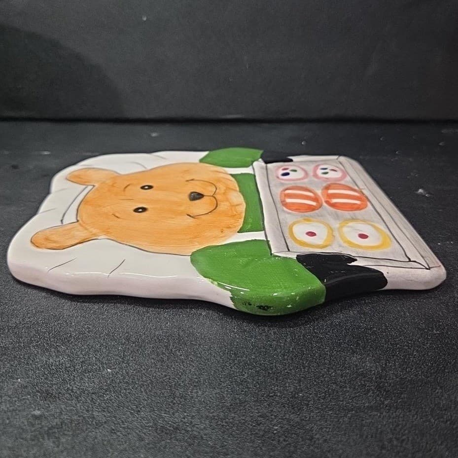 Bear Baking Design Hotplate, Hand-Painted Ceramic Kitchen Trivet, Accessory - Thumbnail 9