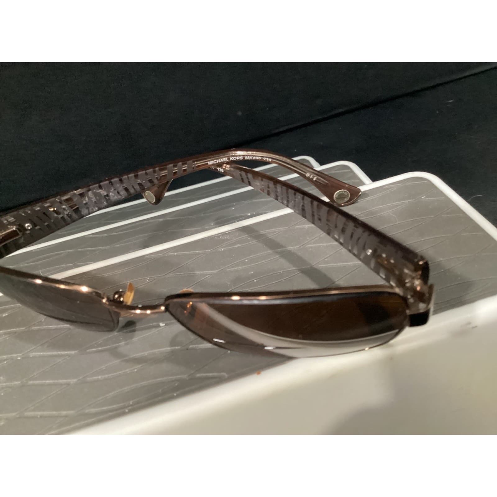 Michael Kors MK499 210 Rectangular Sunglasses Bronze Logo Temples Brown Lens - Thumbnail 7