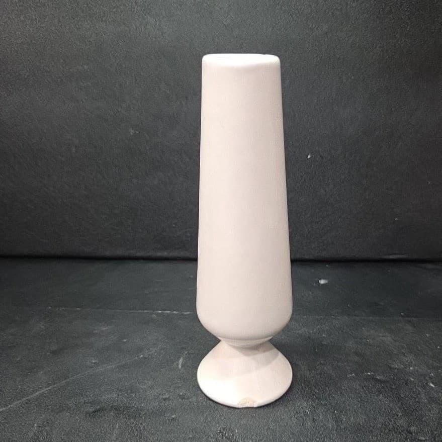 Cream Ceramic Bud Vase, Vintage Mid Century Signed Pottery, Footed Mantel Decor - Thumbnail 2