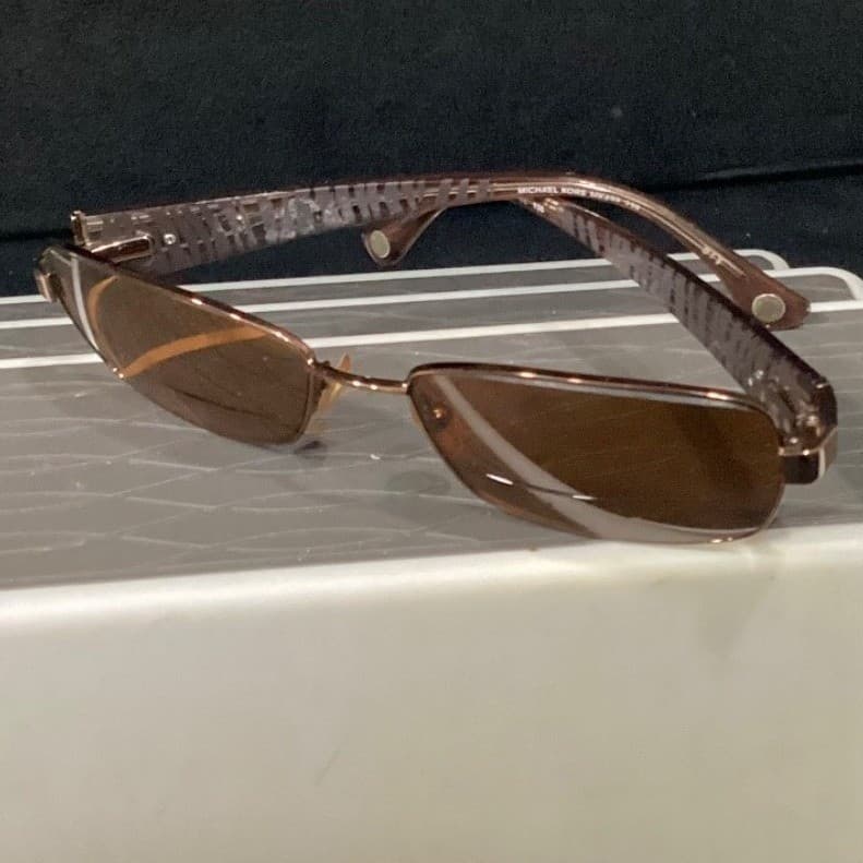 Michael Kors MK499 210 Rectangular Sunglasses Bronze Logo Temples Brown Lens - Thumbnail 6