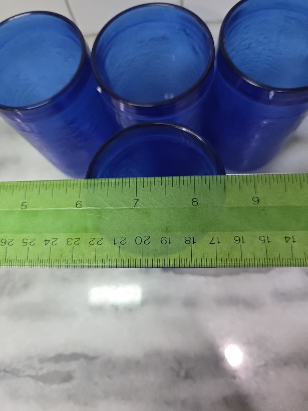 Gelado Cobalt Blue Juice Glasses, Set of 4, 10 oz Textured Glass, 4.5" Tall - Thumbnail 9