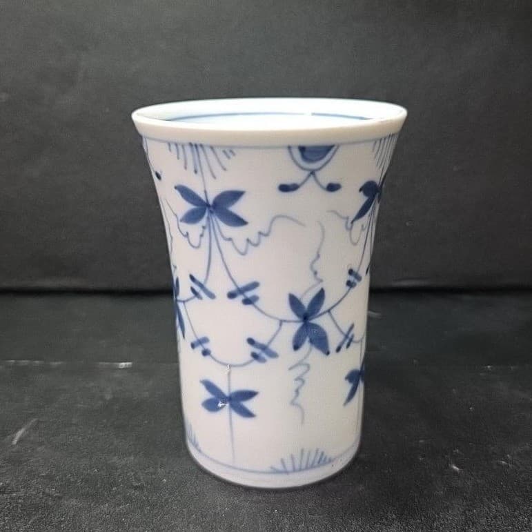 Meissen Style White & Blue Floral Cup, Vintage Pen Holder, Replacement Bud Vase - Thumbnail 3