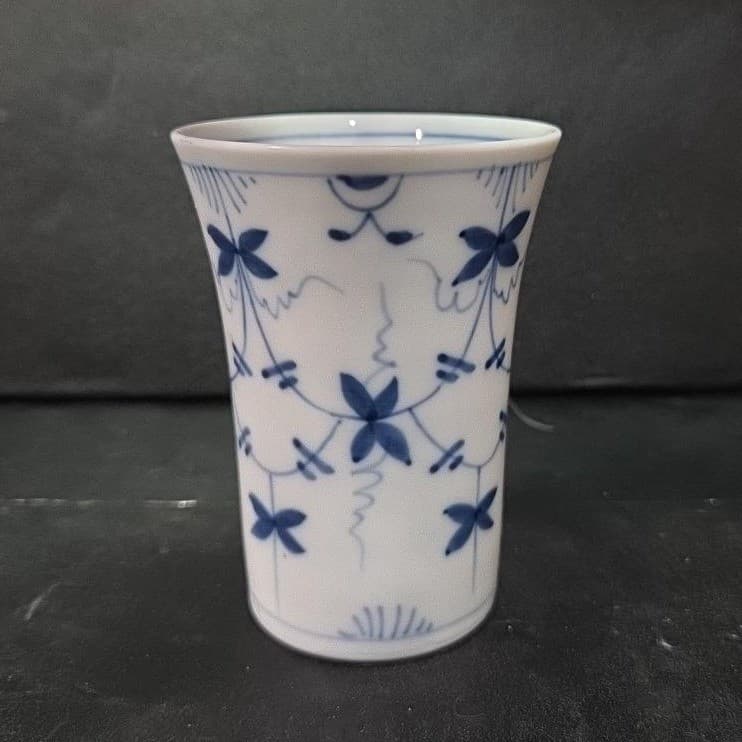 Meissen Style White & Blue Floral Cup, Vintage Pen Holder, Replacement Bud Vase - Thumbnail 4