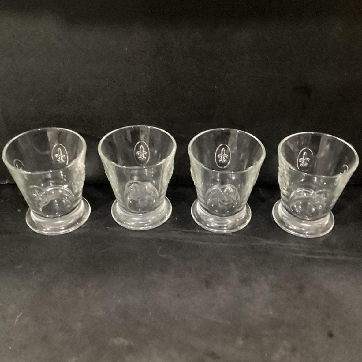 4 Vintage FRANCE LA ROCHERE Fleur De Lis Rocks Glasses Embossed Tumblers - Thumbnail 7