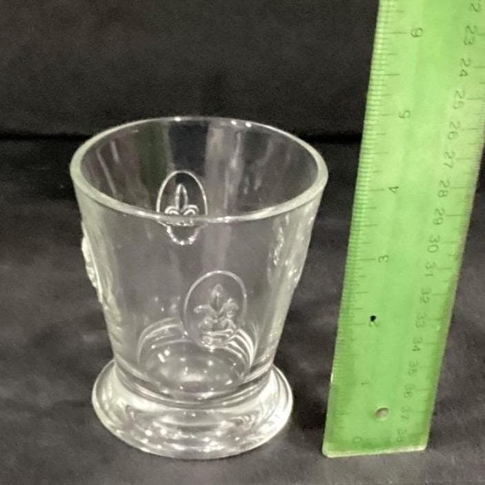 4 Vintage FRANCE LA ROCHERE Fleur De Lis Rocks Glasses Embossed Tumblers - Thumbnail 2