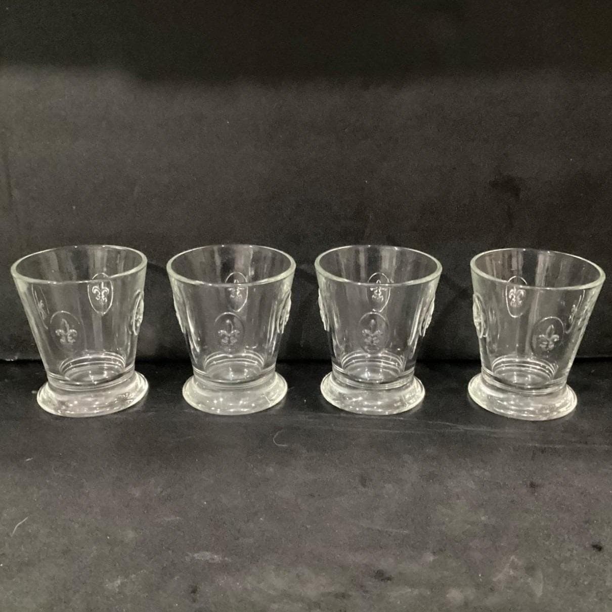 4 Vintage FRANCE LA ROCHERE Fleur De Lis Rocks Glasses Embossed Tumblers - Thumbnail 9