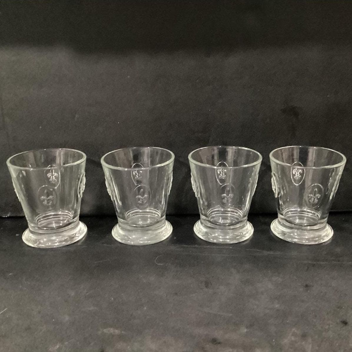 4 Vintage FRANCE LA ROCHERE Fleur De Lis Rocks Glasses Embossed Tumblers - Thumbnail 8