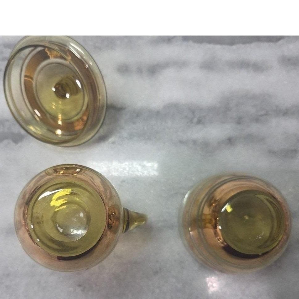 Amber Sugar Bowl & Creamer Set, Vintage Gold Rim Tableware, Macbeth-Evans Style - Thumbnail 3