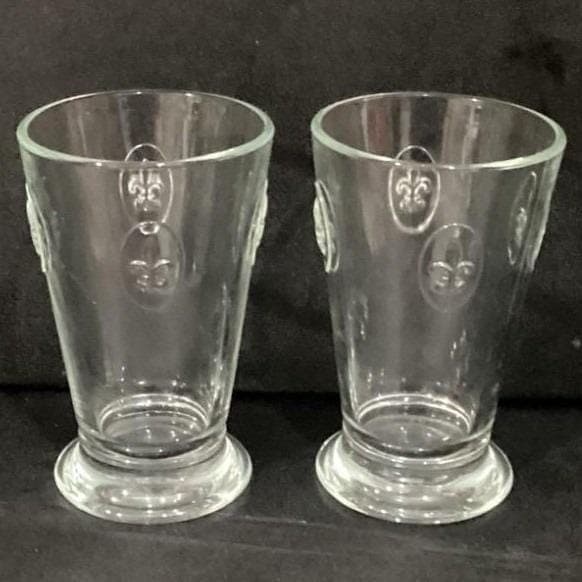 Lot of 2 La Rochere France Fleur De Lis Lys Tumblers Glass Barware Vintage - Thumbnail 9