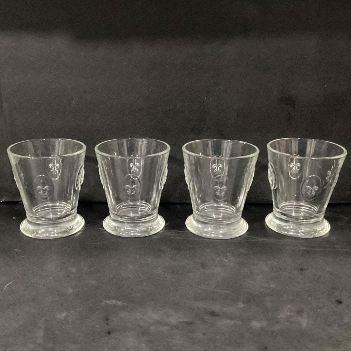 4 Vintage FRANCE LA ROCHERE Fleur De Lis Rocks Glasses Embossed Tumblers - Thumbnail 12