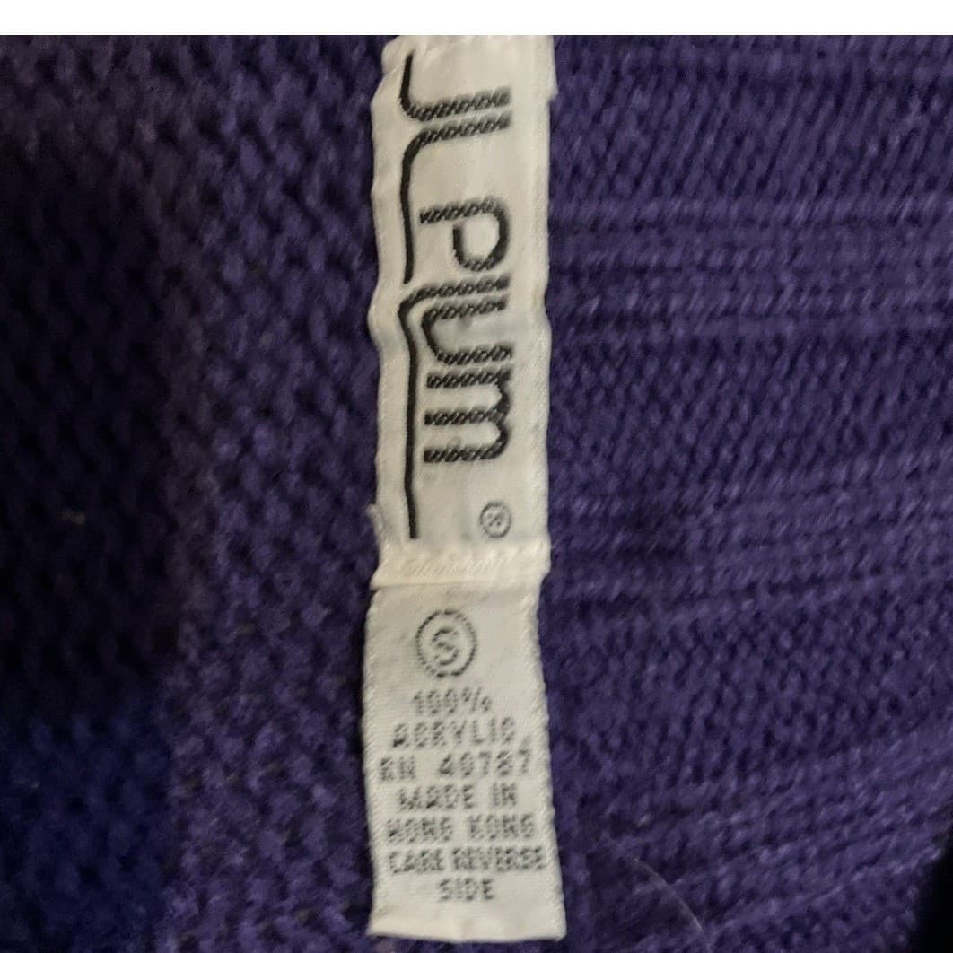 JL Plum Purple Mock Neck Chunky Knit Sweater, Women's Small, Ribbed Trim - Thumbnail 5