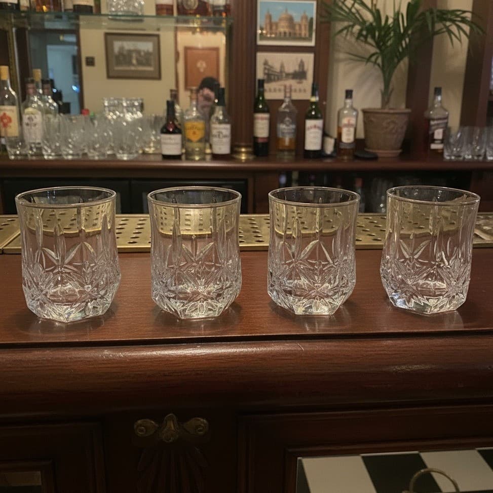 Set of 4 Cristal D'Arques Durand Brighton Double Old Fashion Glasses
