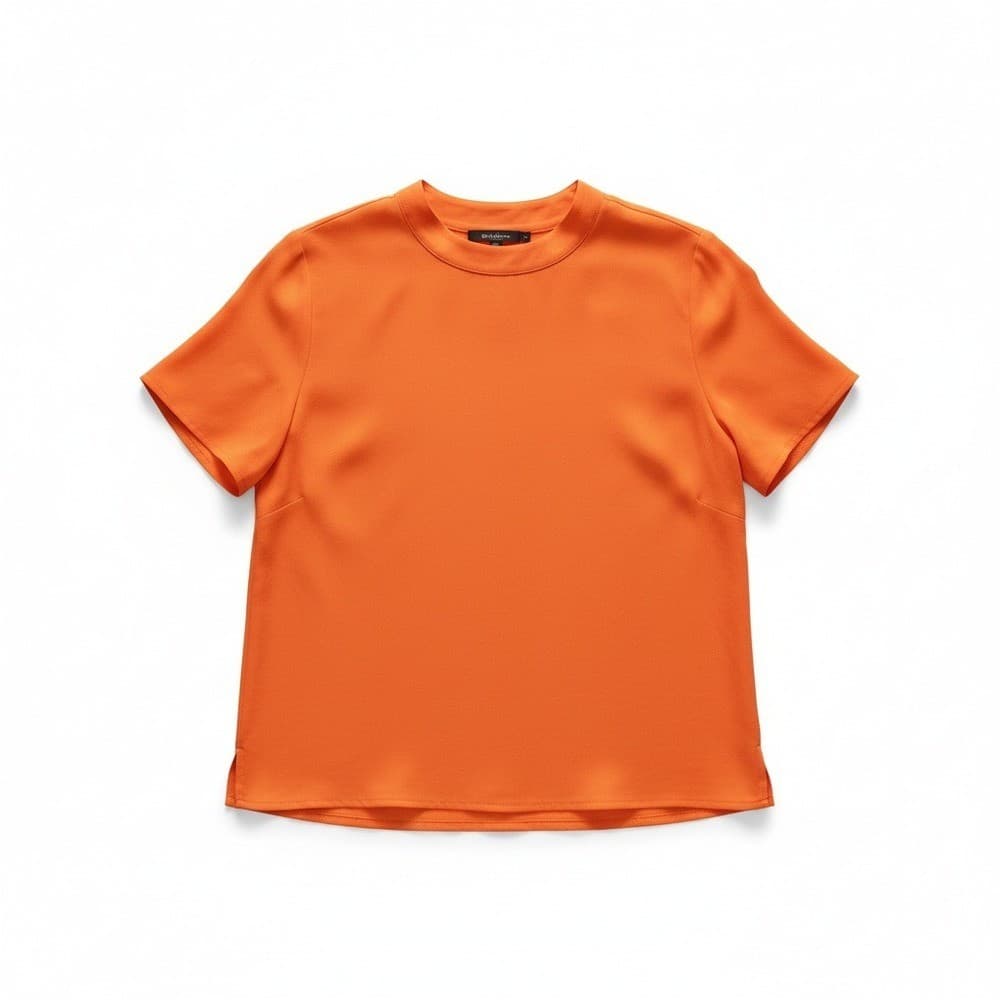Boutique Women Orange Blouse, Women's Petite Top, Keyhole Back, 100% Silk