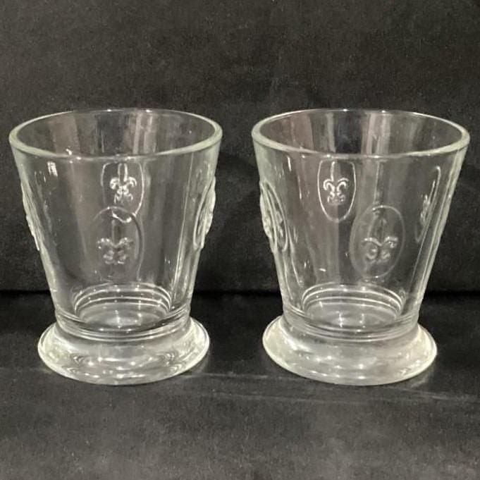 2 Vintage FRANCE LA ROCHERE Fleur De Lis Rocks Glasses Embossed Tumblers - Thumbnail 9