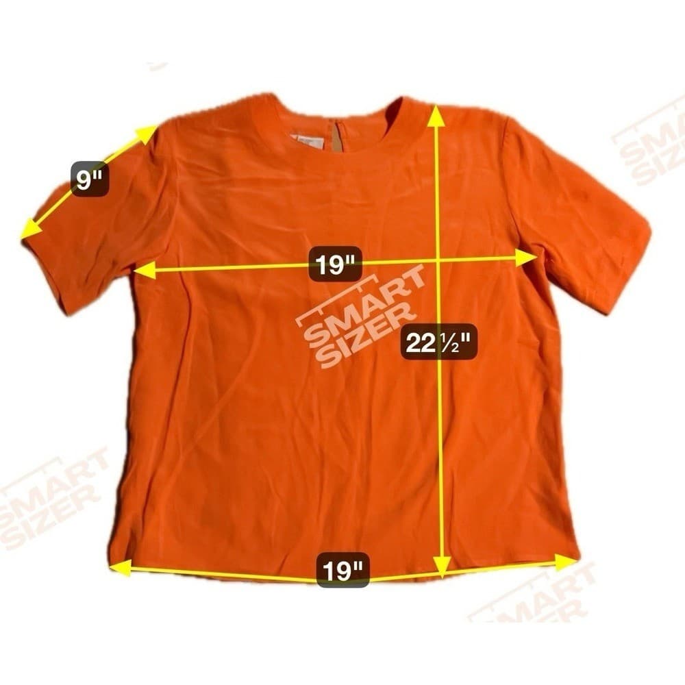 Boutique Women Orange Blouse, Women's Petite Top, Keyhole Back, 100% Silk - Thumbnail 2