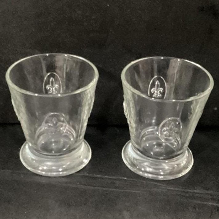 2 Vintage FRANCE LA ROCHERE Fleur De Lis Rocks Glasses Embossed Tumblers - Thumbnail 6