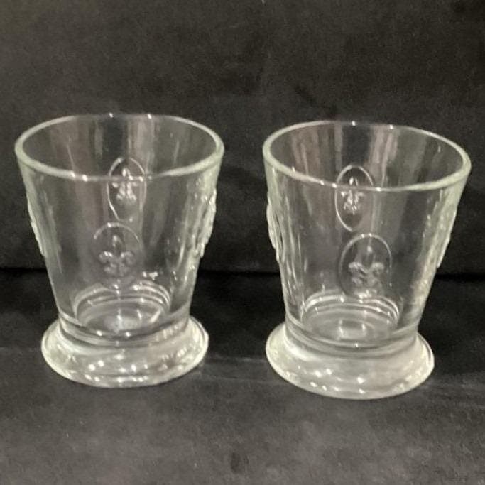 2 Vintage FRANCE LA ROCHERE Fleur De Lis Rocks Glasses Embossed Tumblers - Thumbnail 12