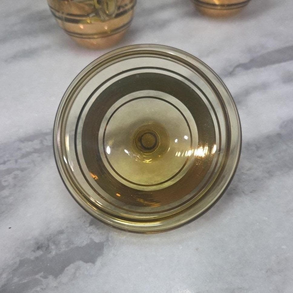 Amber Sugar Bowl & Creamer Set, Vintage Gold Rim Tableware, Macbeth-Evans Style - Thumbnail 7