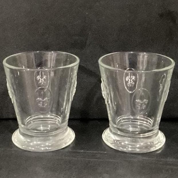 2 Vintage FRANCE LA ROCHERE Fleur De Lis Rocks Glasses Embossed Tumblers - Thumbnail 8