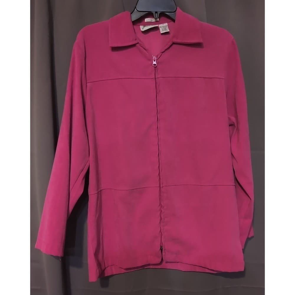 Joanna Stretch Pink Zip Up Collared Jacket. Women's Small Magenta Outerwear - Thumbnail 3