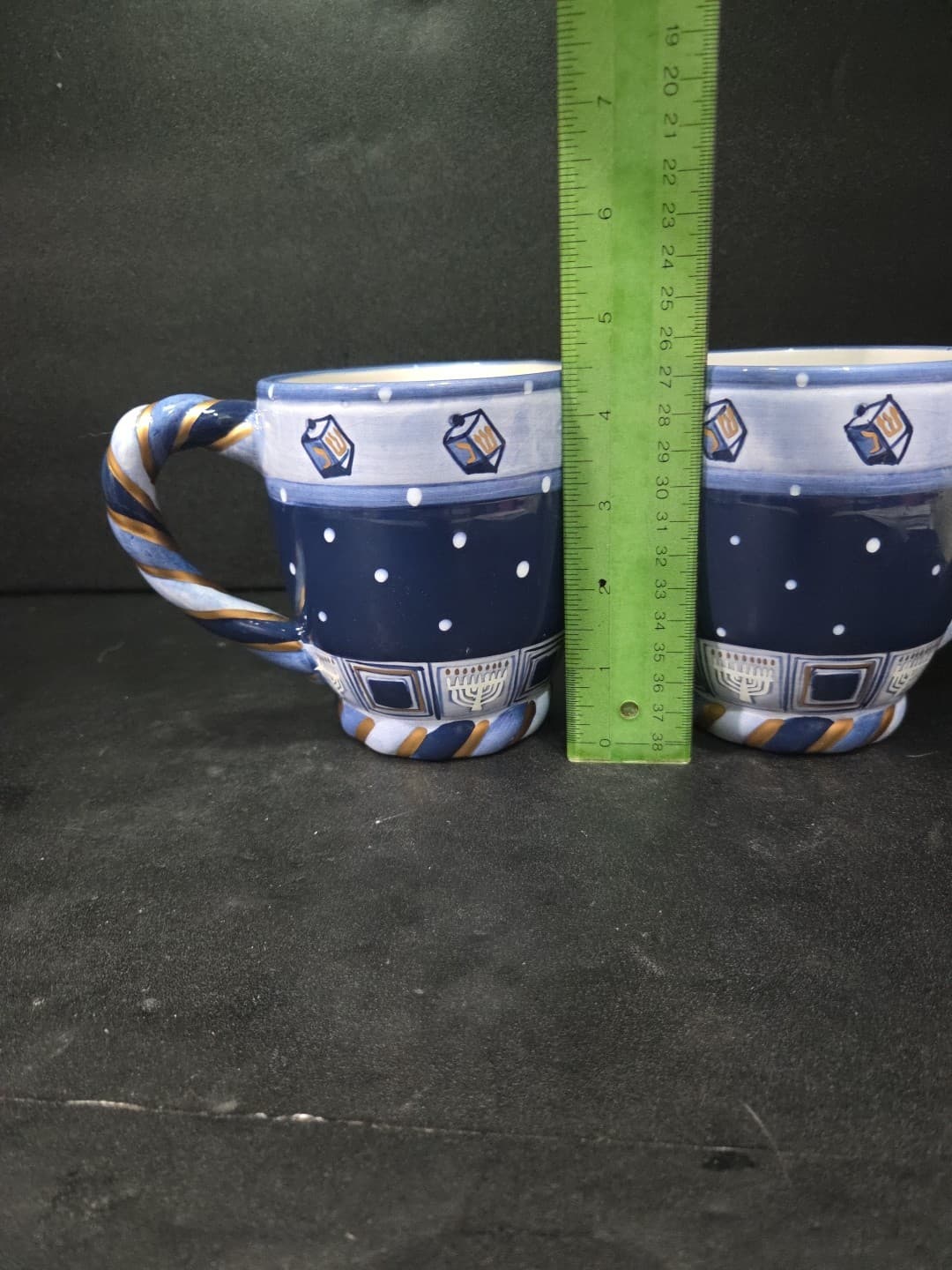 Chanukah Lights Coffee Mugs, Set of 2, Spindel Menorah Design, Cardinal Inc - Thumbnail 8