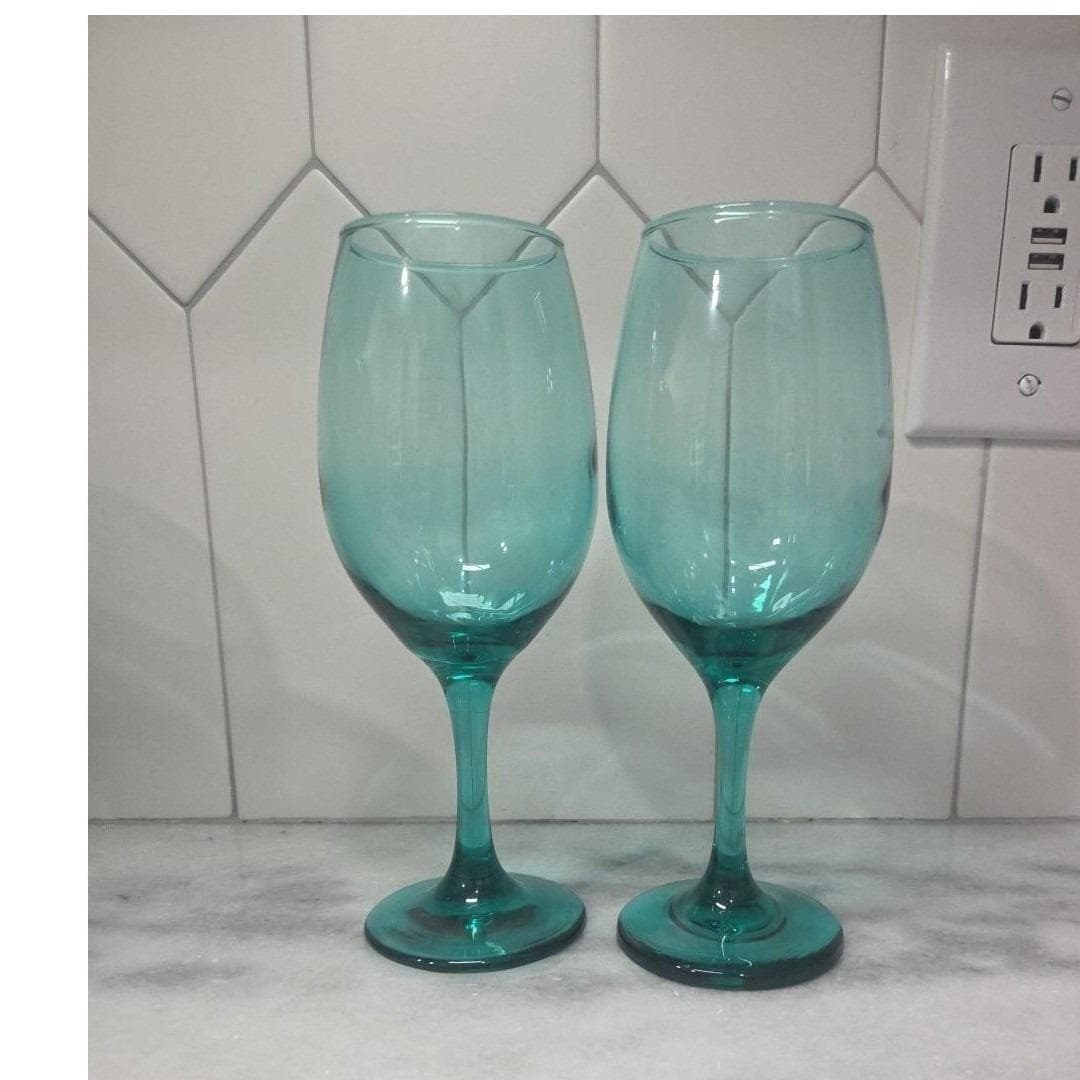 Cristar Rioja Smoke Green Wine Glasses, Set of 2, Aqua Water Goblets, Stemware - Thumbnail 7